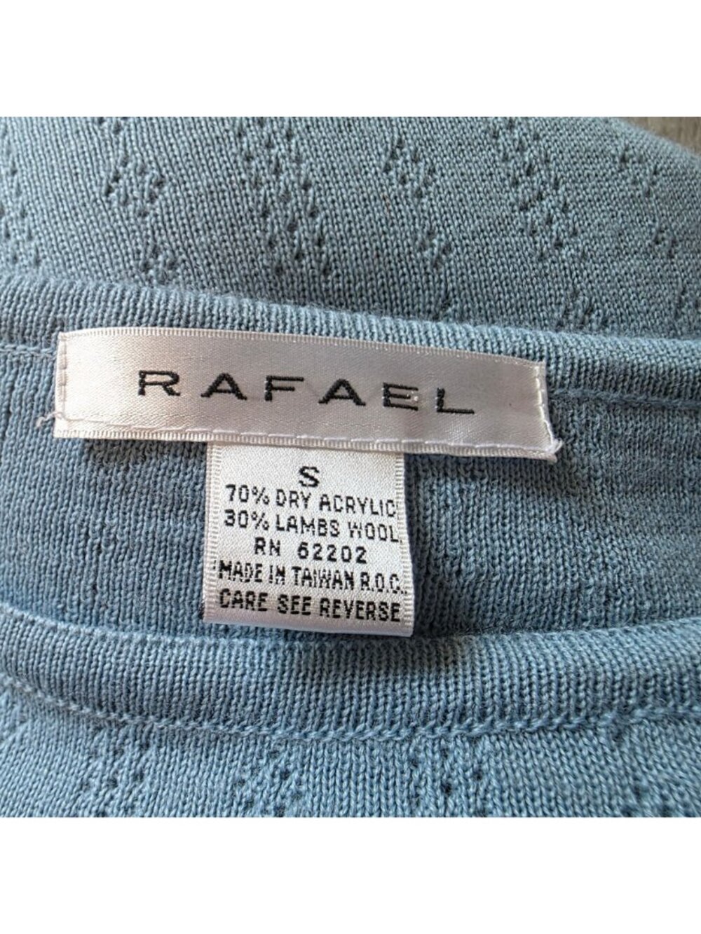 Rafael Womens Light Blue Knit Sweater Small Lambs Wool Blend Long Sleeve - Picture 4 of 6